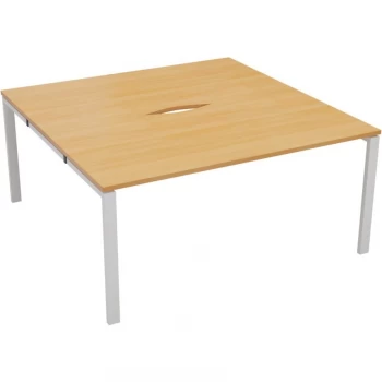 Image of 2 Person Double Bench Desk 1200X800MM Each - White/Beech