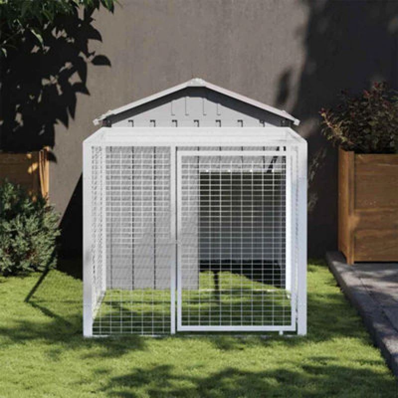 Image of Vidaxl Chicken Cage With Run Light Grey 117X201X123cm Galvanised Steel