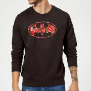 Image of DC Comics Floral Batman Logo Sweatshirt - Black - XL