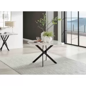 Image of Furniture Box Novara 120cm White Marble Table - Black