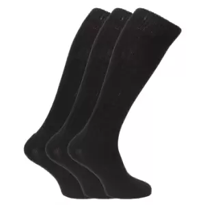 Image of Mens Wool Blend Long Length Socks With Padded Sole (Pack Of 3) (UK Shoe 6-11, EUR 39-45) (Black)