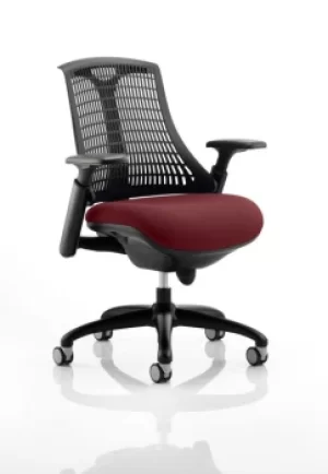 Image of Flex Task Operator Chair Black Frame Black Back Bespoke Colour Seat Ginseng Chilli