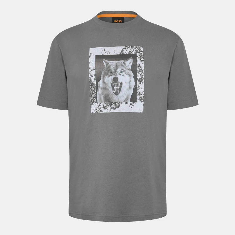 Image of Boss Mens Lupo T-Shirt, Unique Polar Bear Graphic Open Grey 062 male S