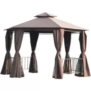 Image of Outsunny - Gazebo Canopy 2 Tier Patio Shelter Steel Beige 2M Outdoor Garden