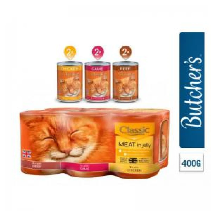 Image of Butchers Classic Cat Food Meat Variety Pack in Jelly 6x400g NWT5612 NWT5612