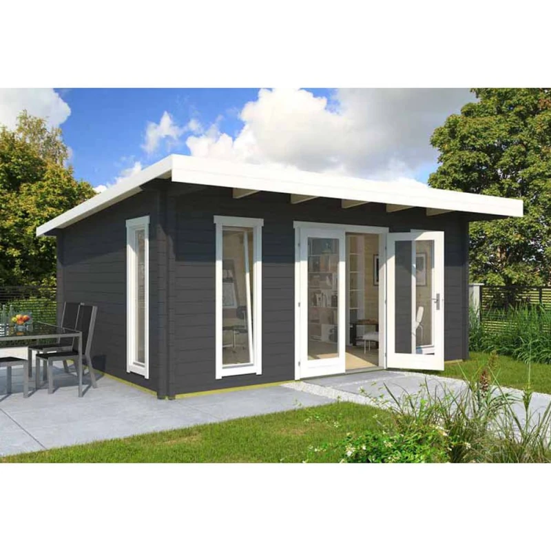 Image of Lasita Maja Ltd Barbados 5-Log Cabin, Garden Room, Home Office - L579xW509xH240.99cm in Black Unisex
