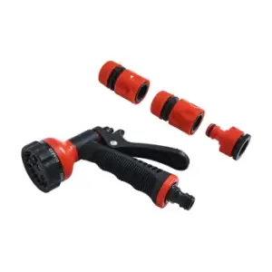 Image of Amtech 5pc Garden Hose Connector Set Spray Gun Water Sprayer And Fittings