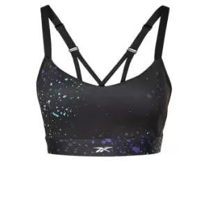 Image of Reebok Lux Multi-Colored Speckle Strappy Bra Womens - Black