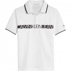 Image of Calvin Klein Junior Boys Hero Logo Short Sleeve Polo Shirt - Bright White
