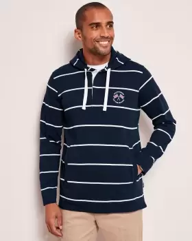 Image of Cotton Traders Mens Help For Heroes Hooded Stripe Rugby Top in Blue