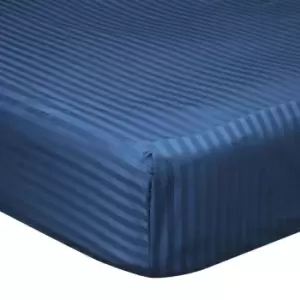 Image of Belledorm 540 Thread Count Satin Stripe Extra Deep Fitted Sheet (Superking) (Navy)