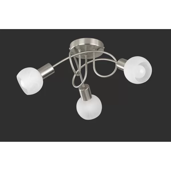 Image of Antibes Modern 3 Light Multi Arm Semi Flush Ceiling Lamp Nickel Matt