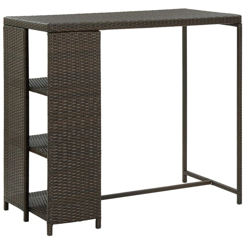 Image of VIDAXL Vidaxl - Bar Table with Storage Rack Brown 120x60x110cm Poly Rattan 8720286146781