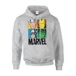 Image of Marvel Multi Colour Main Tile Mens Grey Pullover Hoodie - M - Grey