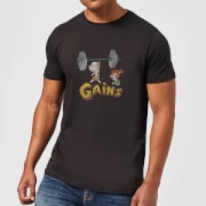 Image of The Flintstones Distressed Bam Bam Gains Mens T-Shirt - Black - M