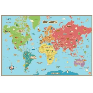 Image of Fine Decor Fine Decor Kids Dry-Erase World Map Wall Decal