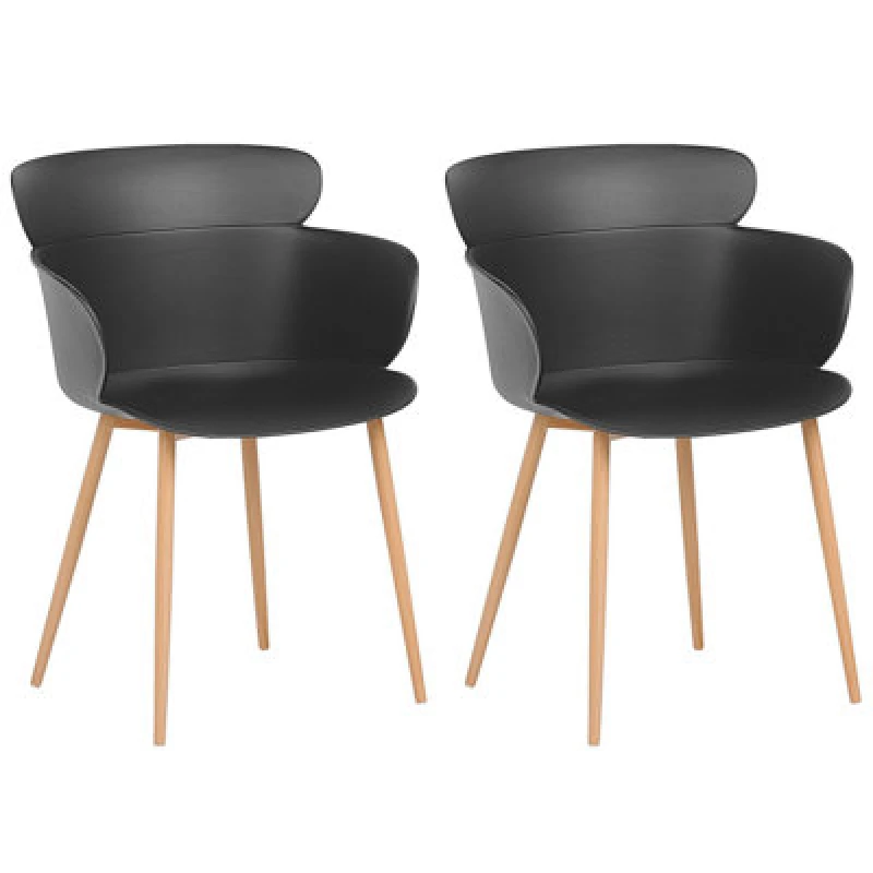 Image of Beliani Set Of 2 Dining Chairs Sumkley Black