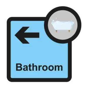 Image of Bathroom Arrow Left Sign, Self Adhesive Foamex (305mm x 310mm)