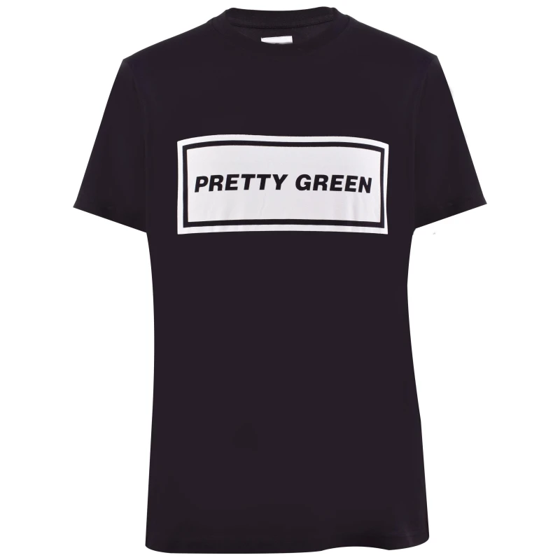 Image of Pretty Green Mens PG Text Logo Regular Fit T-Shirt Black male Small