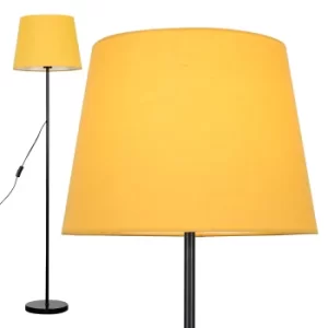 Image of Charlie Black Floor Lamp with Mustard Aspen Shade