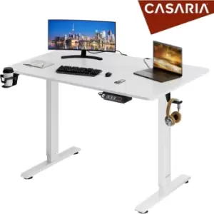 Image of Casaria Height Adjustable Desk With Table Top Electric LCD Display 73-118cm Steel Frame Office Gaming Computer Desk 110cm Weiß (de)