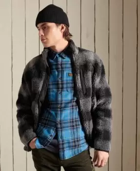 Image of Superdry Mens Sherpa Workwear Jacket Dark Grey / Black/grey - Size: Xxl