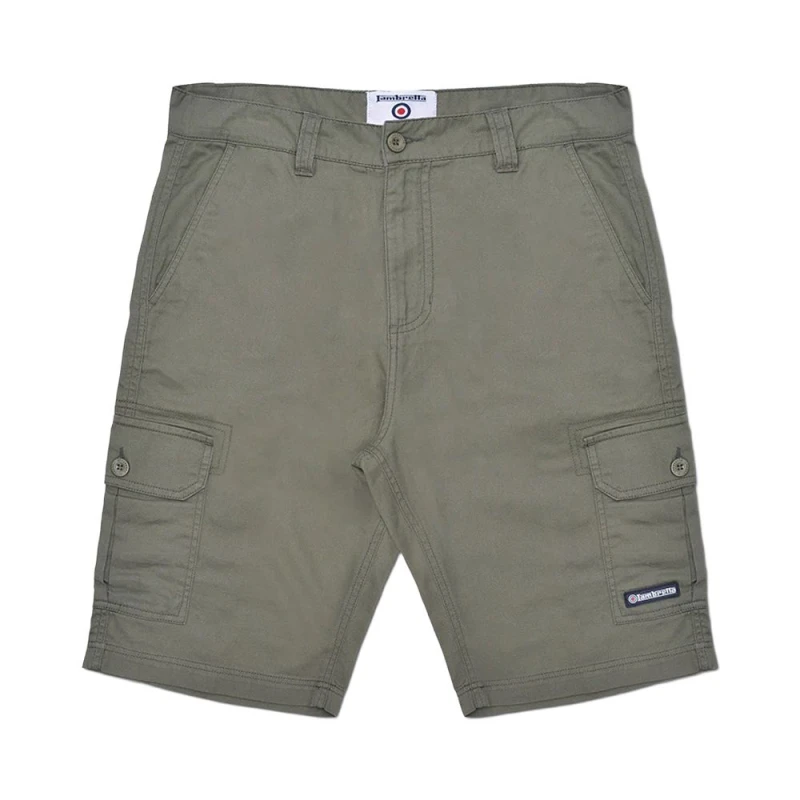 Image of Lambretta Lambretta Men SS24 Cargo Shorts in Green Size: 38R Green 38R Male 5063703659888