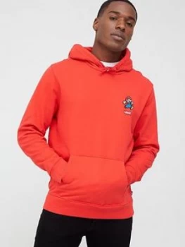 Image of Levis Mario Logo Patch & Back Print Overhead Hoodie - Red Size M Men