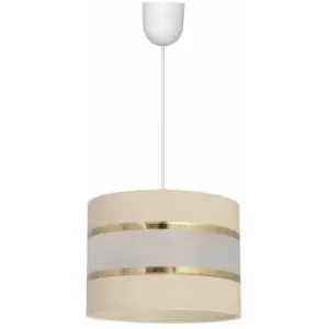 Image of Helam Helen Cylindrical Pendant Ceiling Light Ecru, Gold, White 20cm