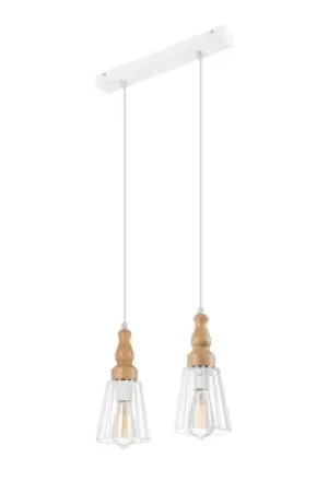 Image of Ingrid Bar Pendant Ceiling Light White, 2x E27
