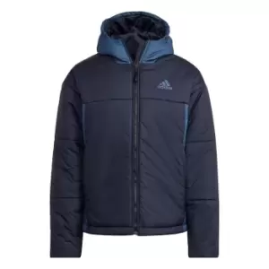 Image of adidas BSC 3-Stripes Puffy Hooded Jacket Mens - Legend Ink / Wonder Steel