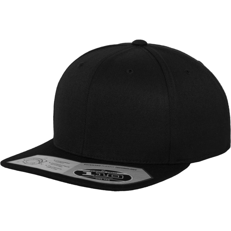 Image of Yupoong Mens Flexfit 110 Plain Fitted Snapback Cap in Black Male One Size