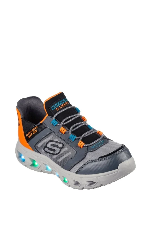 Image of Skechers Boys Hypno-Flash 2.0 Odelux Lightweight Trainers UK Size 12.5 (EU 31) Charcoal/Orange SKE2180-CCOR-12.5