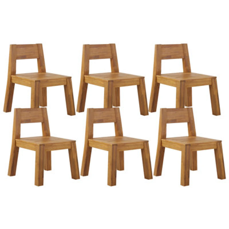 Image of Beliani Set Of 6 Garden Chairs Livorno Acacia Wood Brown