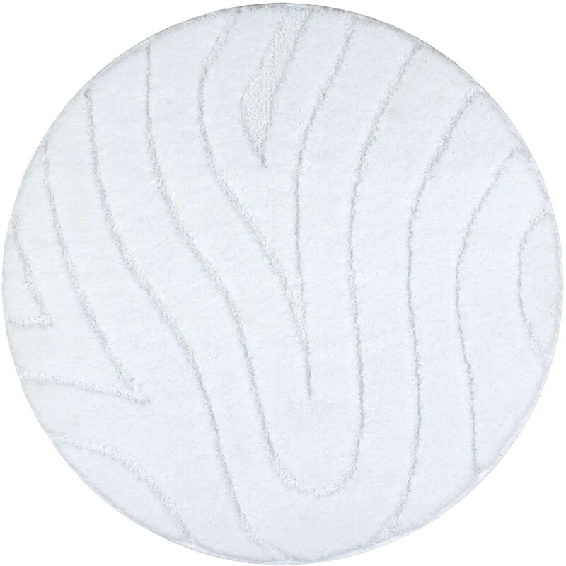 Image of RUGSX Bathroom rug supreme circle waves, non-slip, soft - white white round 100cm KPL291