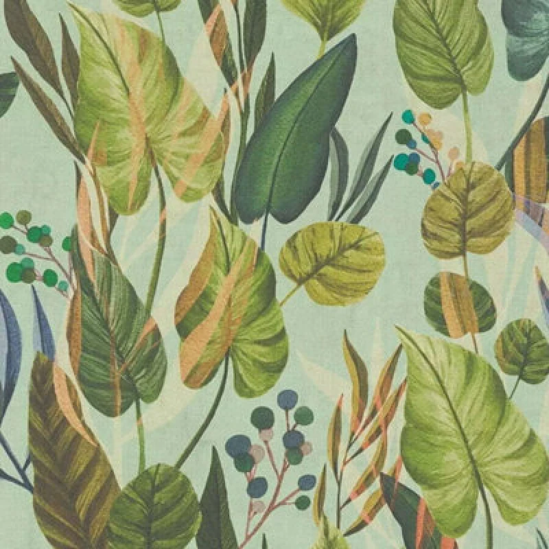 Image of A.S. Creation As Creation Tropical Leaf Pattern Green Blue Wallpaper Paste The Wall Vinyl