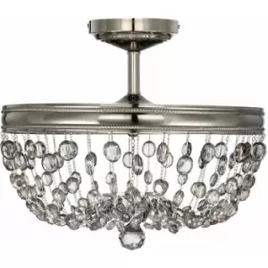 Image of Loops - 3 Bulb Semi Flush Light Highly Polished Nickel Finish LED E14 60W Bulb