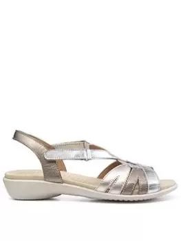 Image of Hotter Hotter Flare Multi Strap Leather Sandals - Metallic Multi, Metal, Size 5, Women