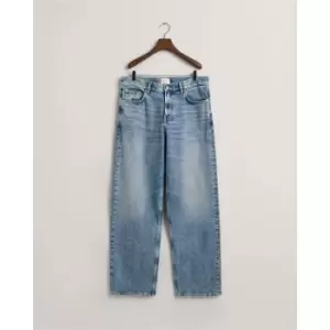 Image of Gant Loose Fit Jeans Light Blue Worn In - Blue