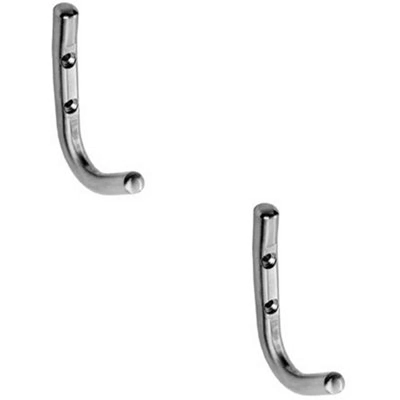 Image of Loops 2x Slimline One Piece Coat Hook 55mm Projection Bright Stainless Steel Metallics
