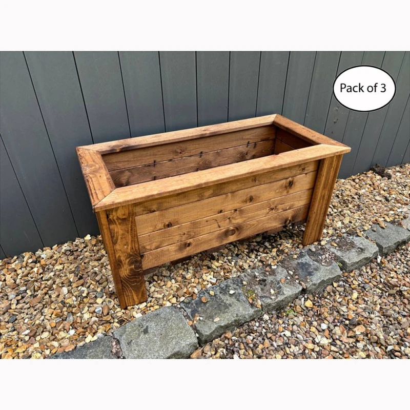 Image of Charles Taylor Multi Pack of 3 - Prestbury Raised Rectangular Large Trough - Timber in Light Brown Light Brown Unisex