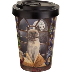 Image of Lisa Parker Hocus Pocus Cat Reusable Screw Top Bamboo Composite Travel Mug