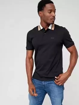Image of BOSS Parlay 173 Collar Detail Polo Shirt - Black Size M Men