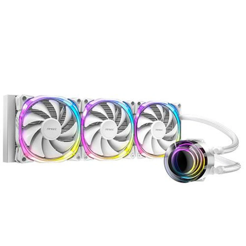 Image of Antec Antec Vortex 360 Liquid CPU Cooler 360mm Radiator ARGB PWM Fans Suspended Spiral ARGB Pump Head ARGB Controller 280W TDP White 0-761345-74049-4