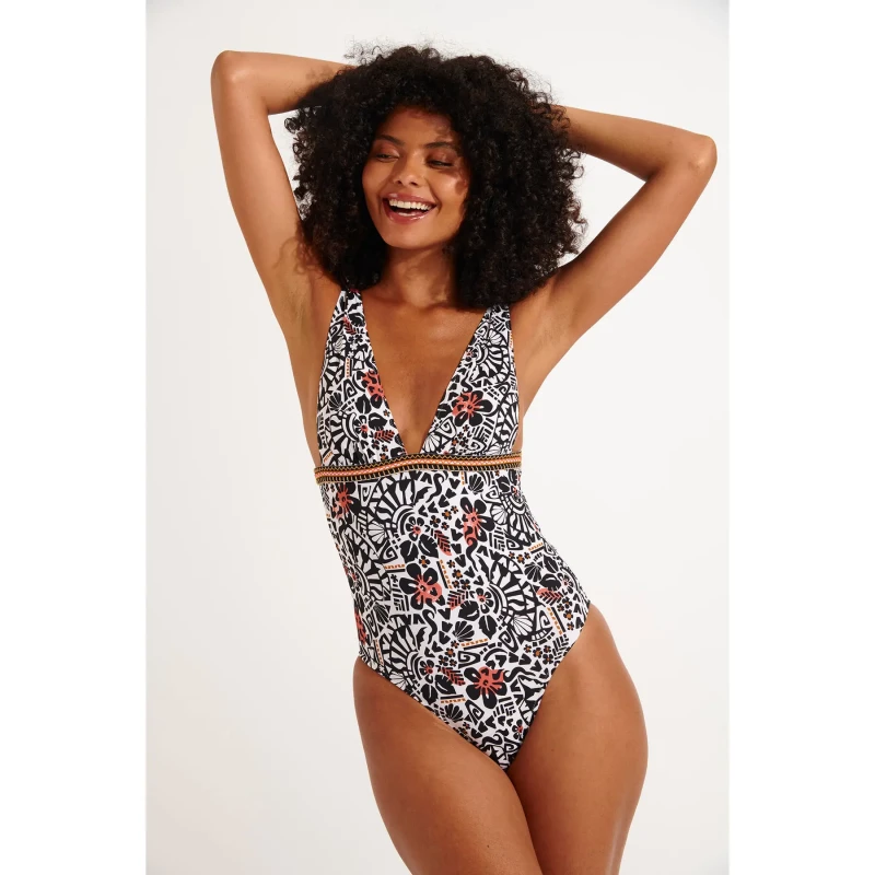 Image of banana moon Womens 1 Piece swimsuit Banana Moon Odalis Tomales Noir Female 2XL