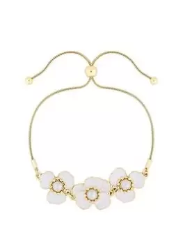 Image of Mood Gold White Enamel Tri Flower Toggle Bracelet