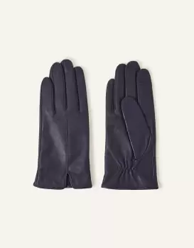 Image of Accessorize Touch Screen Leather Gloves Blue