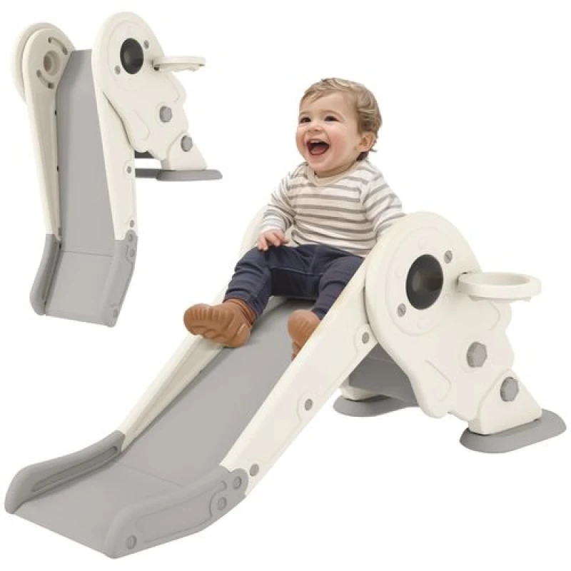 Image of AIYAPLAY 3 in1 Kids Slide with Basketball Hoop - Climber - Cream White TJ Hughes 5063603037847