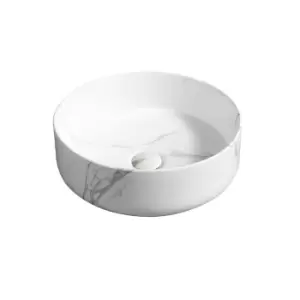 Image of Limoge Ceramic Vert Round Countertop Basin In Marble