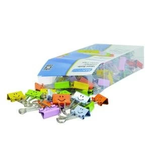 Image of Rapesco Smiles Foldback Clip 19mm Assorted Pack of 80 1428